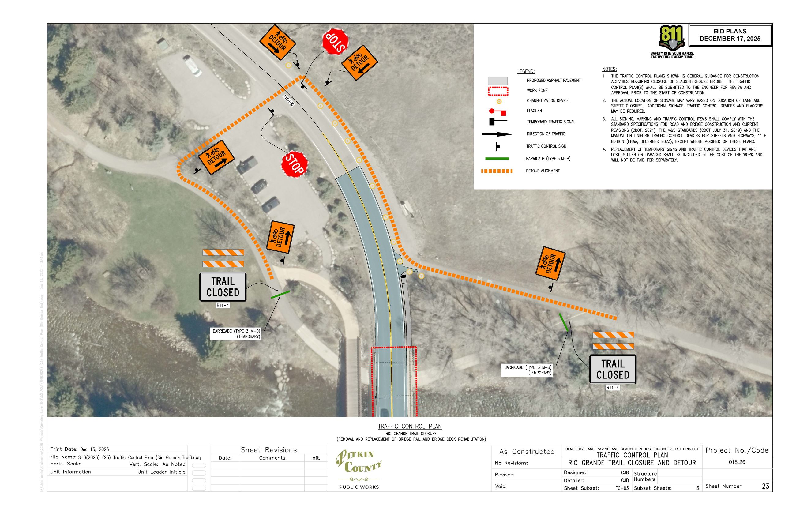 Slaughterhouse Bridge and Rio Grande Trail  Bike Ped Detour
