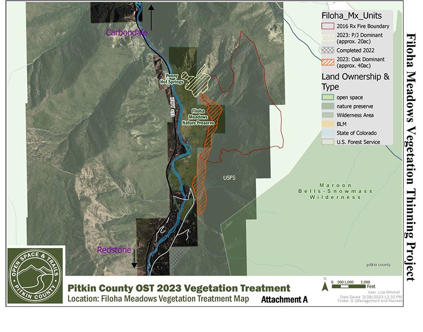 Map of 2023 vegetation treatment at Filoha Meadows